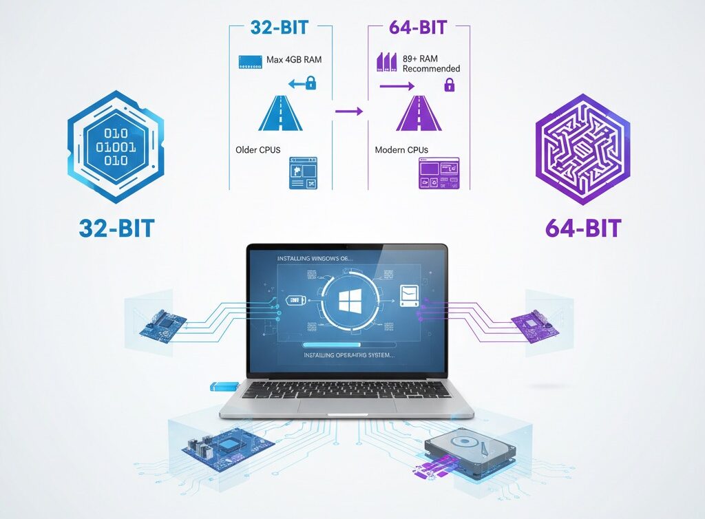 تفاوت های 32بیتی و64بیتی